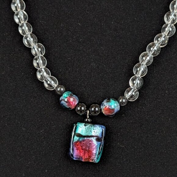 Beaded Art Glass Pendant Necklace - Picture 2 of 5